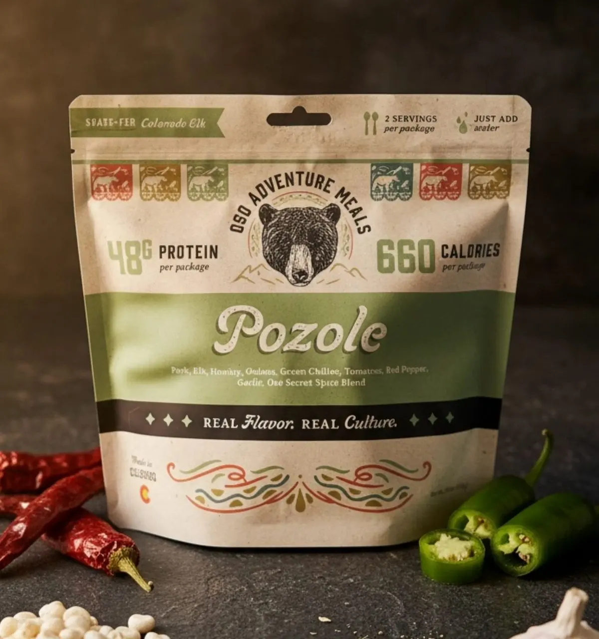 Oso Pozole pouch with dried chiles